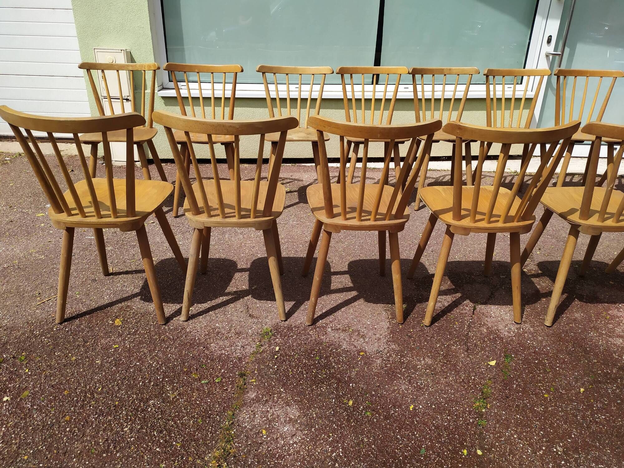 Set of 18 wooden bistro chairs - vintage - year 50 - 60