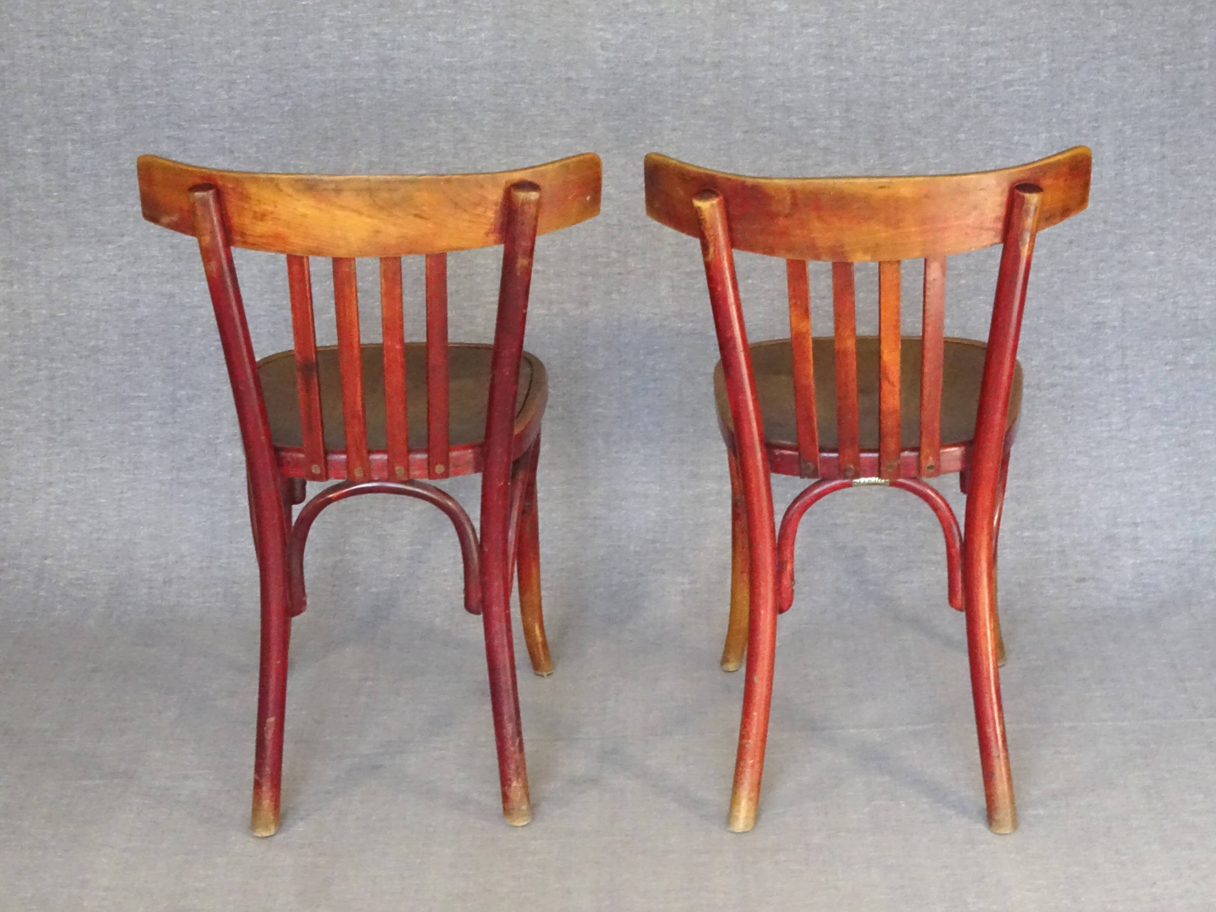 2 FISCHEL Bistrot chairs No. 89 1/2, 1932 wooden seat