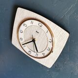 Vintage formica clock silent rectangular wall clock "Flash gray white"
