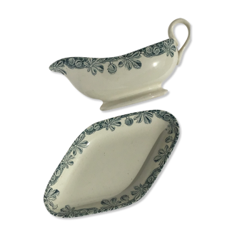 Saucière and ramequin Terre de Fer Salins Savoie blue greyed chestnut