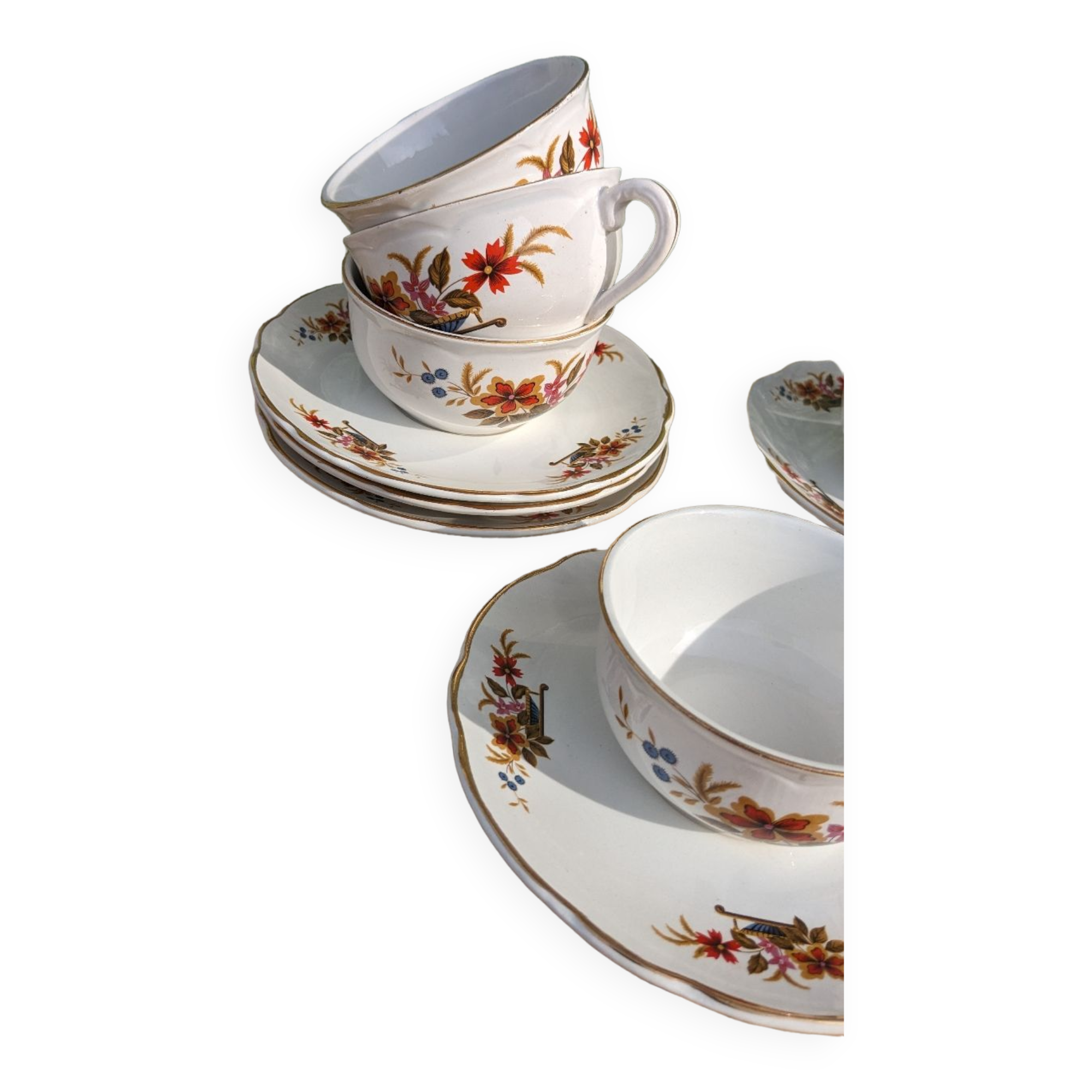 Lot de six tasses Digoin modèle Trouvère