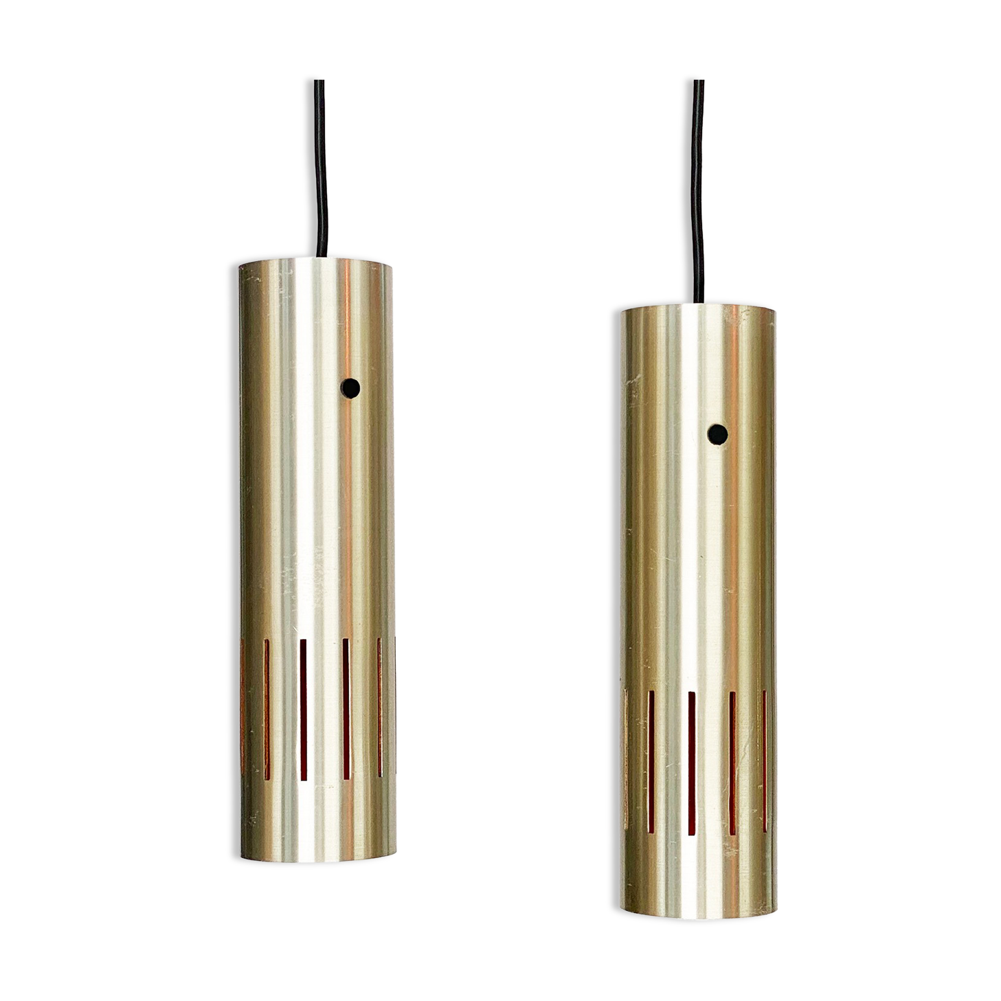 Pair of pendant lights "Trombone" by Jo Hammerborg for Fog & Mørup. Denmark 1960s