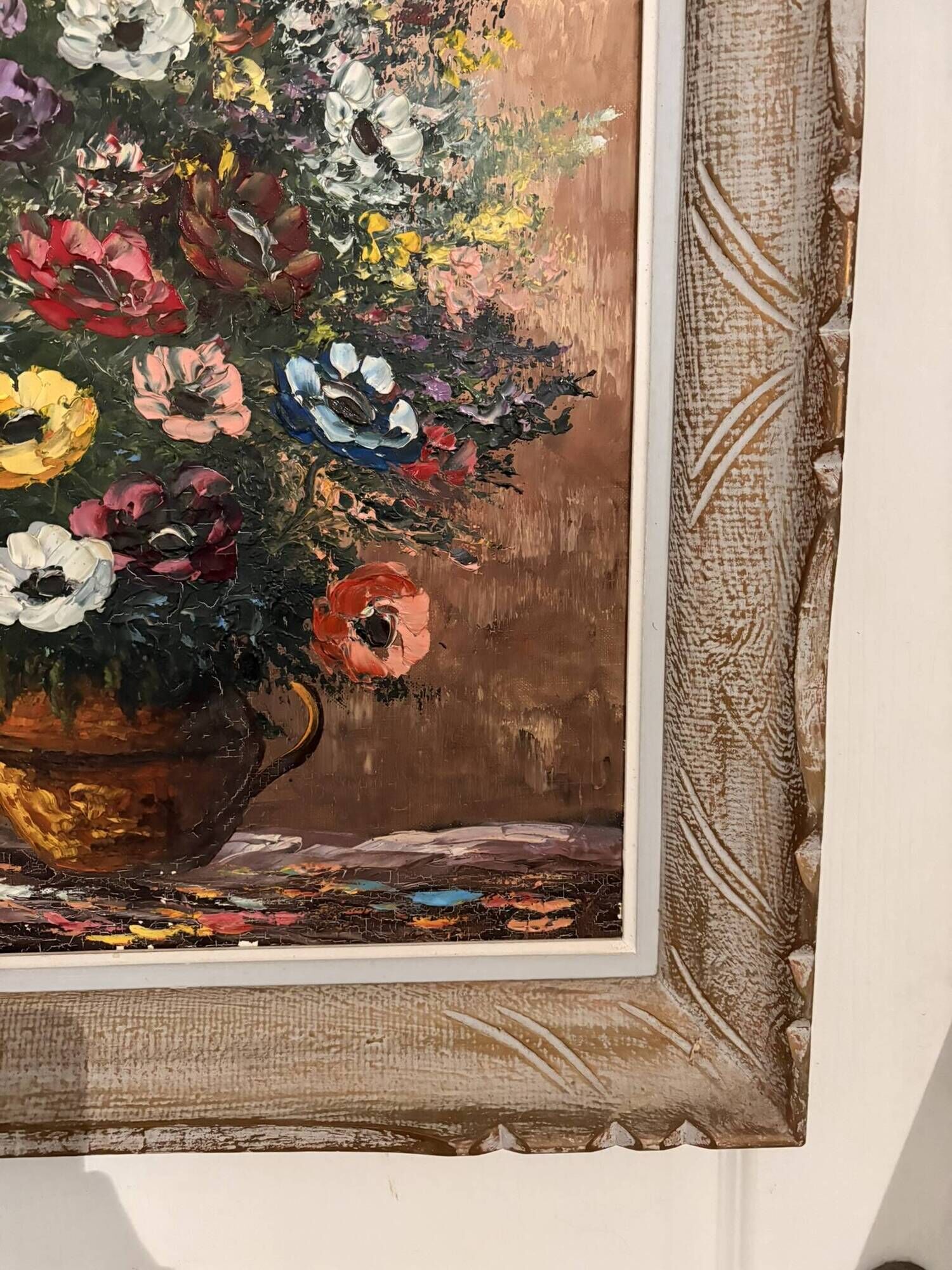 Oil Painting Canvas Bouquet Flowers Still Life Signed Robert Mogis