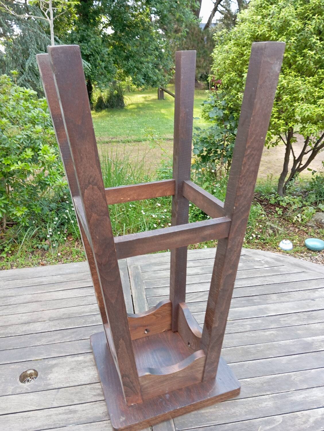 High stool in solid oak, brutalist style, circa 1950/60