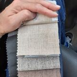 Togo beige wool bench by Michel Ducaroy