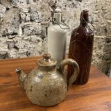 Breton stoneware teapot / vintage glazed ceramic pottery