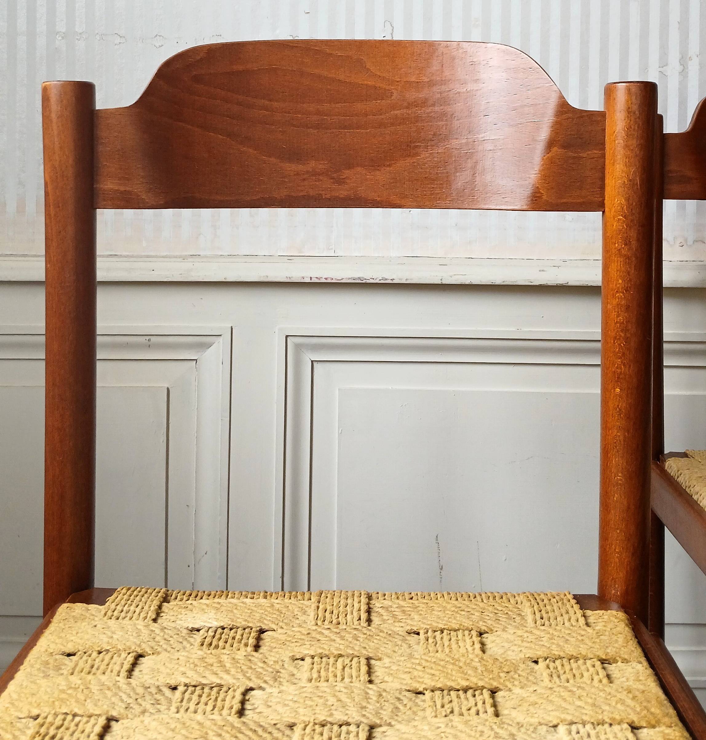 2 "plywood" chairs & braided rope