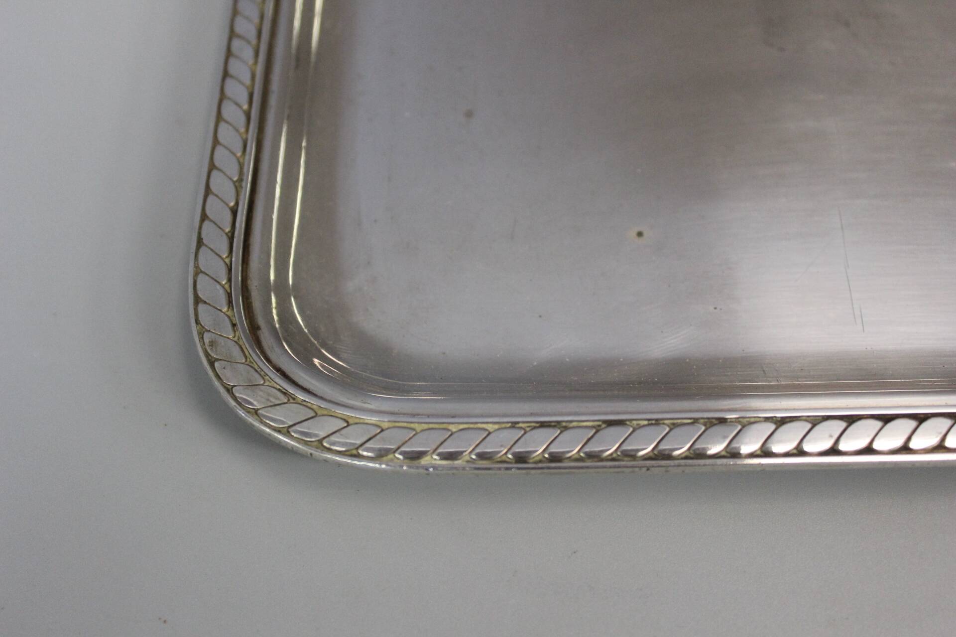 Silver-Plated Service Tray with Marine Anchor