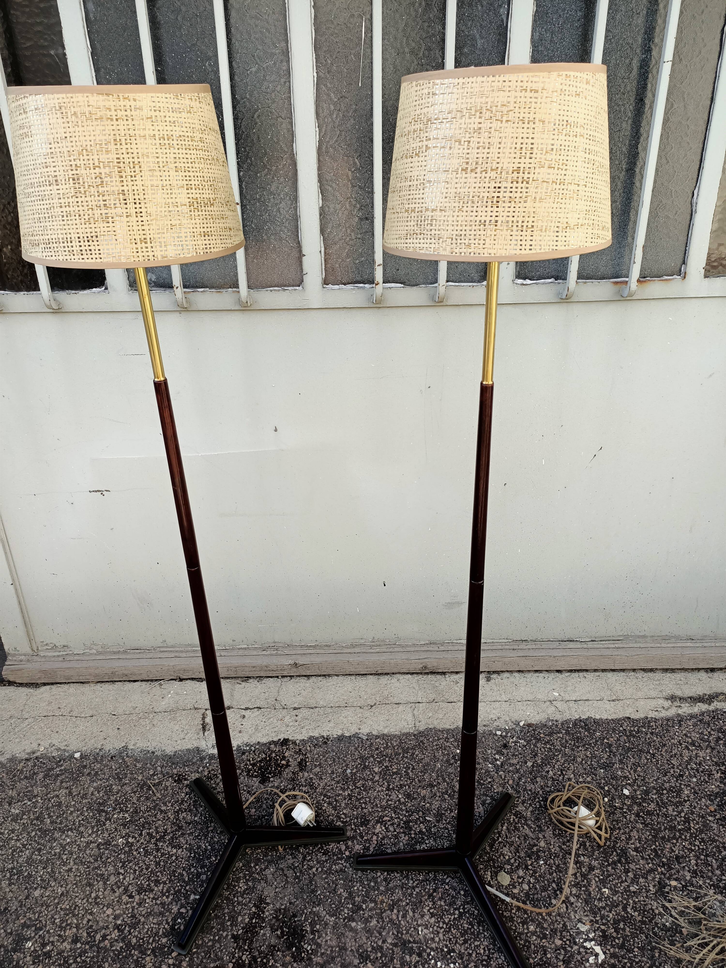 Lampadaire scandinave en teck et métal 1960