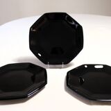 4 black Arcoroc "Octime" dessert plates (set 2)