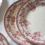 Old plates, rosé red décor, "Paris"