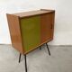 Showcase small storage cabinet vintage blond wood 60s
