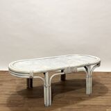 1970s rattan and woven wicker coffee table