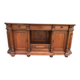 Buffet enfilade ancien aux bords arrondis en pitchpin fin 19eme