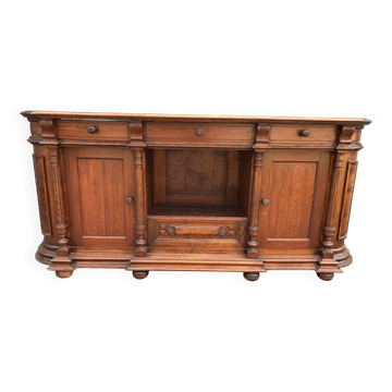 Buffet enfilade ancien aux bords arrondis en pitchpin fin 19eme