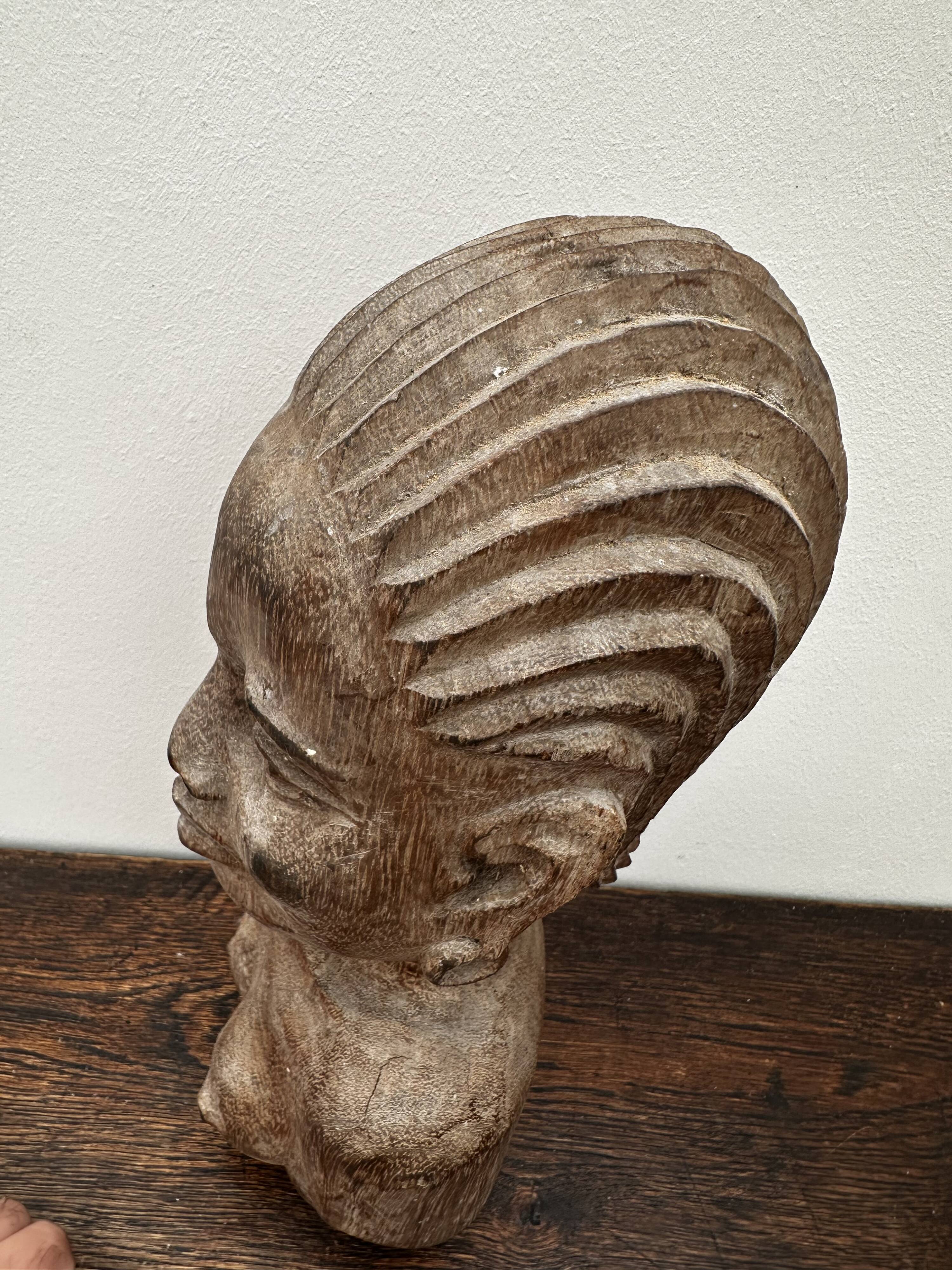 African statue, wooden bust of a woman, 1920s