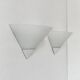Pair of vintage wall lights in glass and white lacquered metal, Limburg, Germany 70s