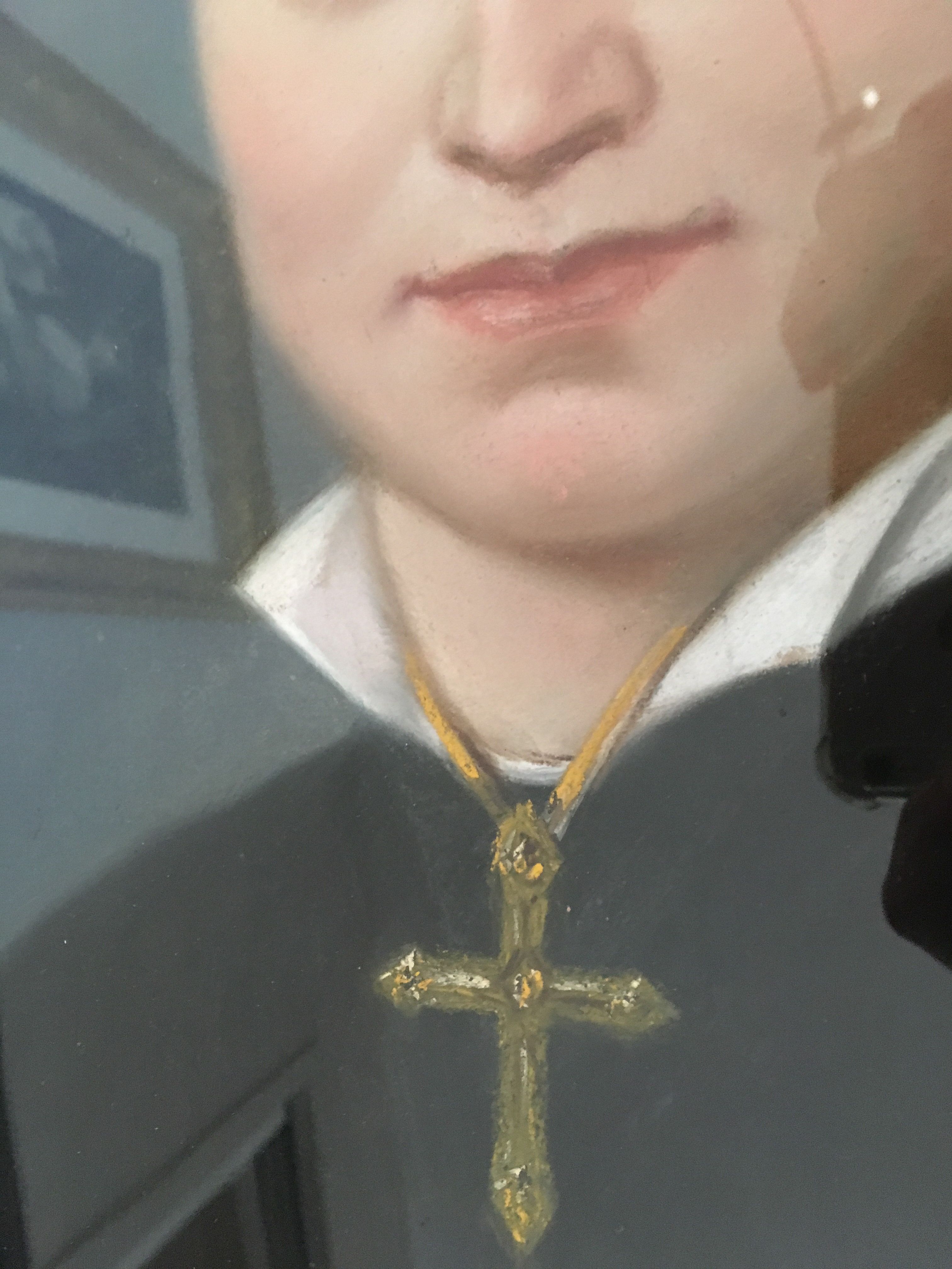 Portrait of a young girl on canvas late XIX century, signed and dated