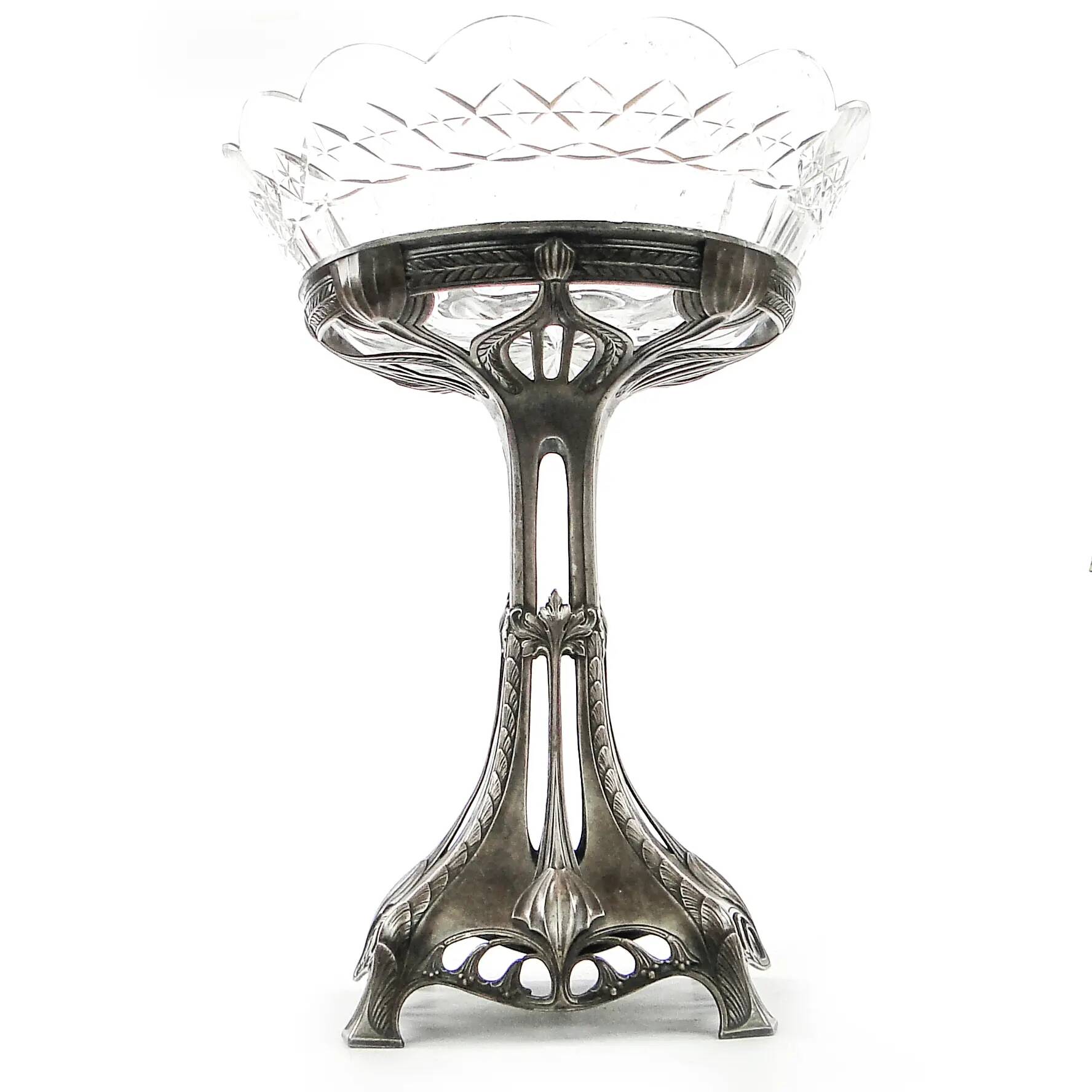 Art Nouveau figural centerpiece, silver-plated pewter, WMF, Germany, early 20th century