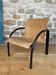 Fauteuil chauffeuse bois et métal années 80