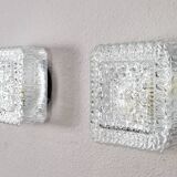 Mid century modern germany cut glass flush mount set 60s