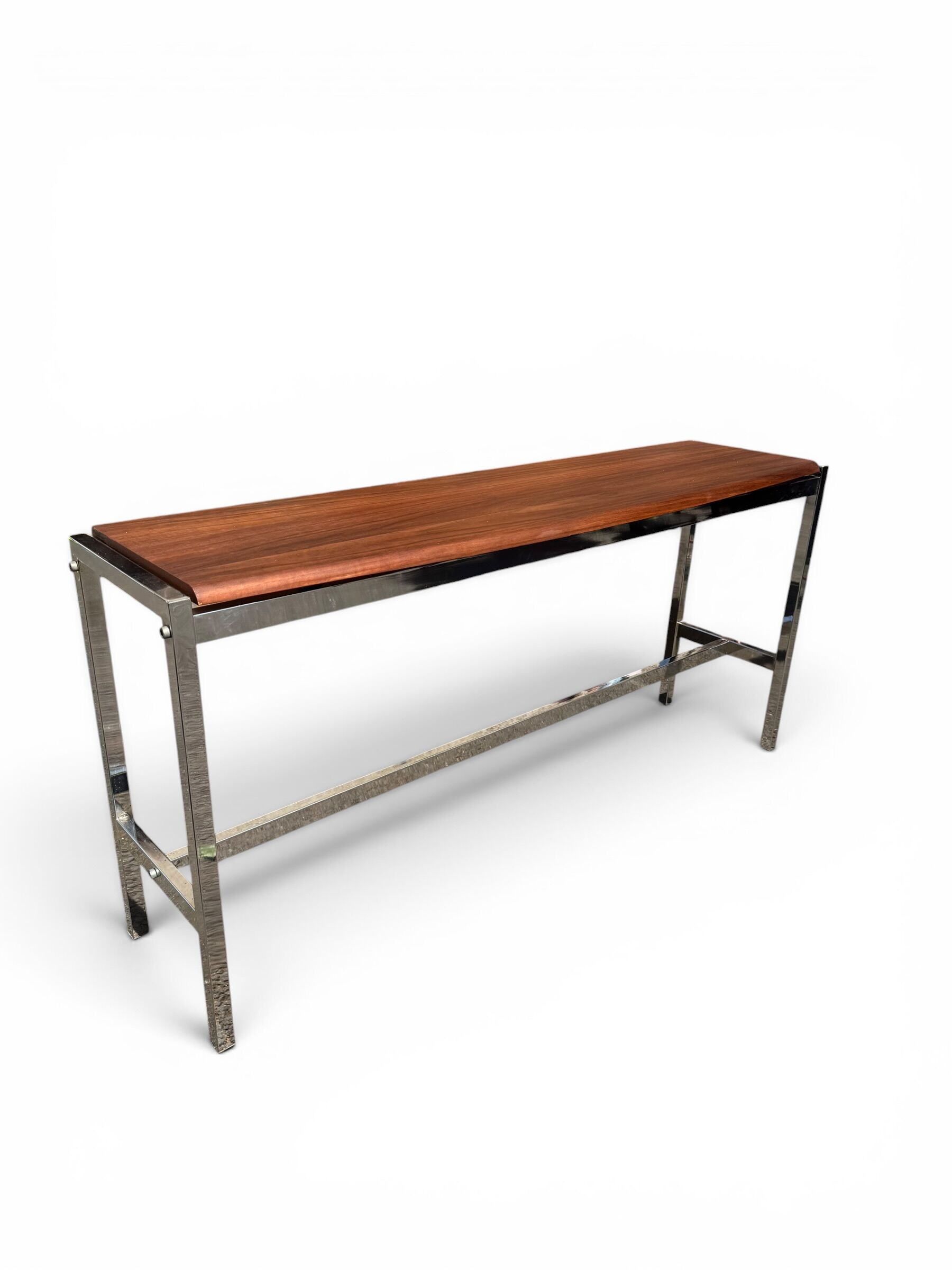 Curved base console in Scandinavian design – mahogany and chrome