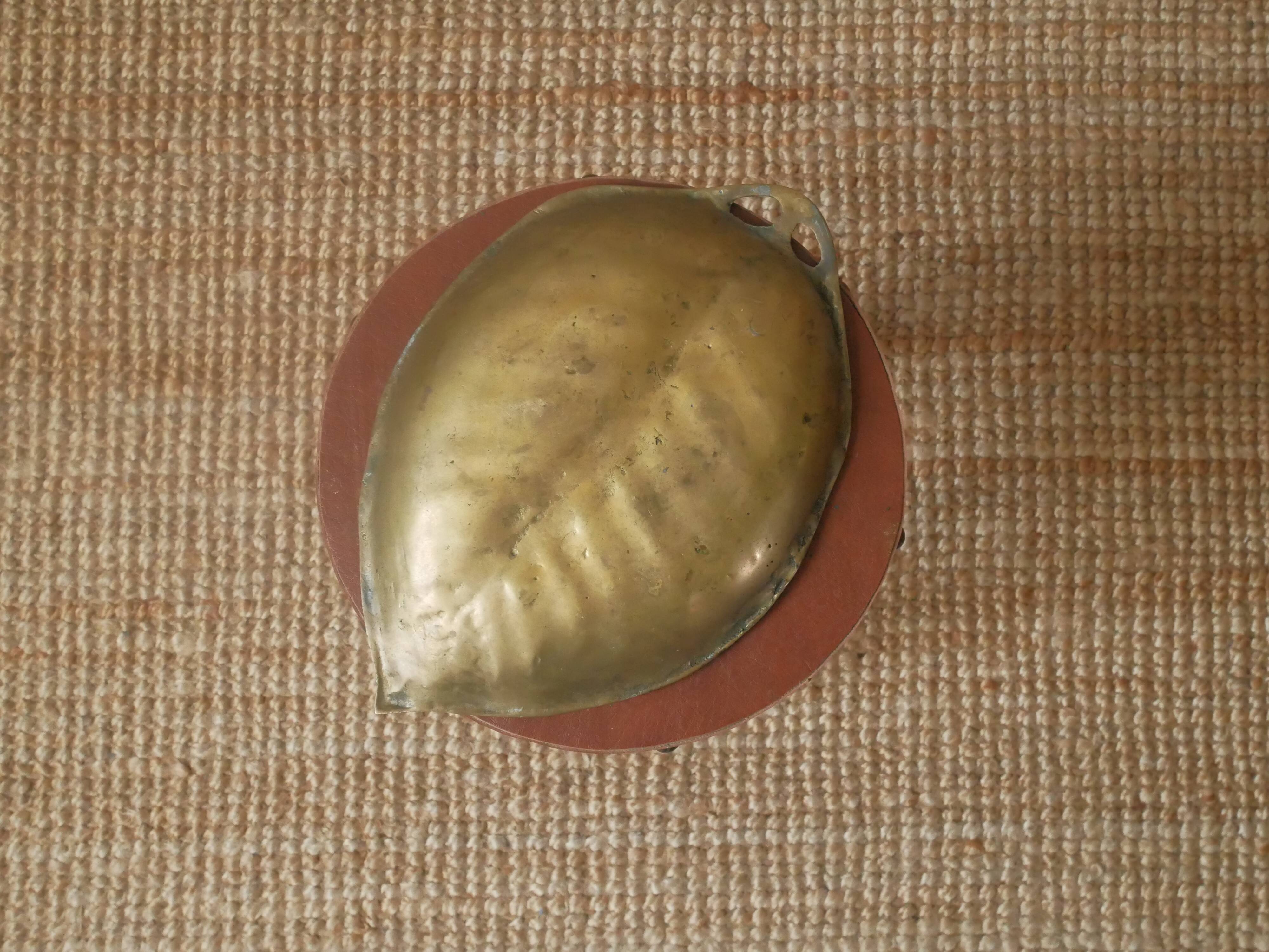 Empty pocket organic shape in brass gold metal bohemian country decoration