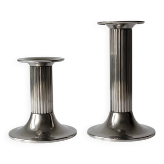 Art Deco Silver Plated Candle Holders Set