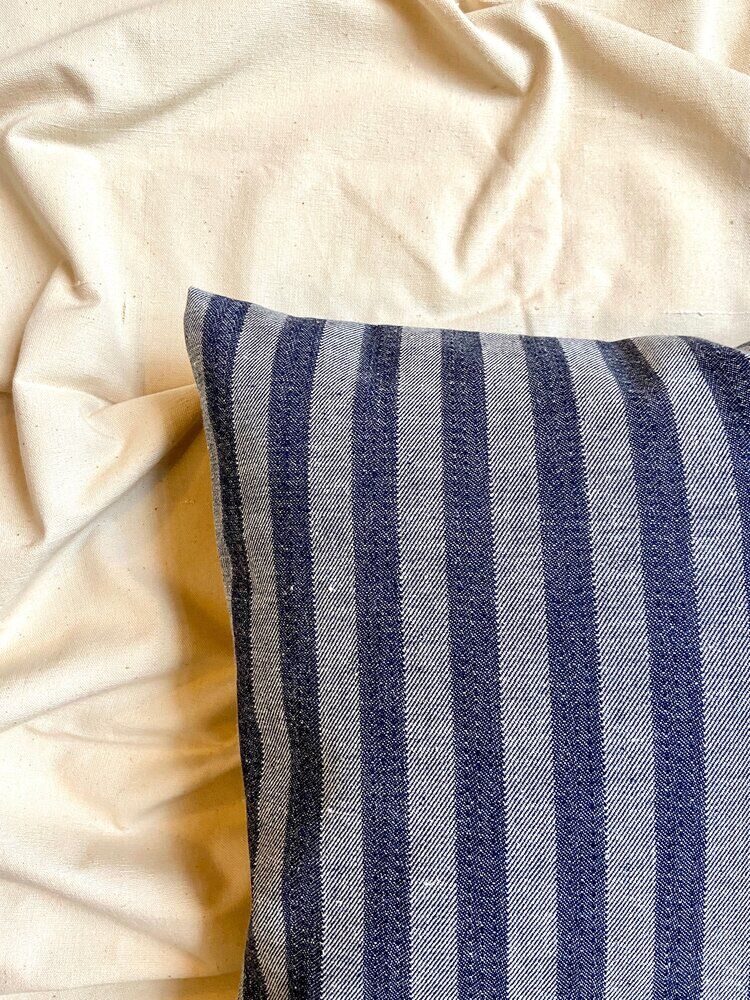 Striped denim cushion 40 cm