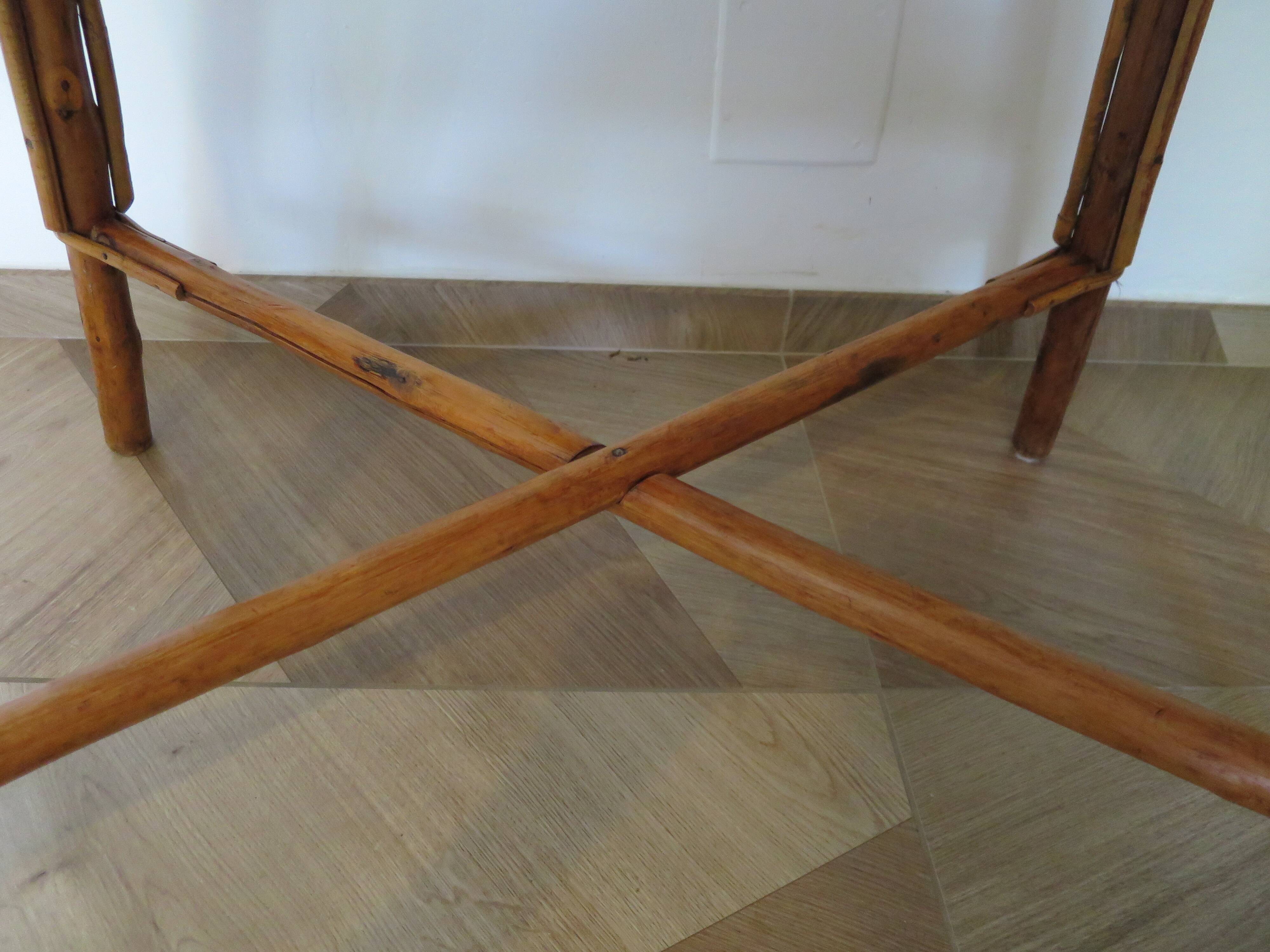 Wooden, bamboo and rattan game table, 1960s