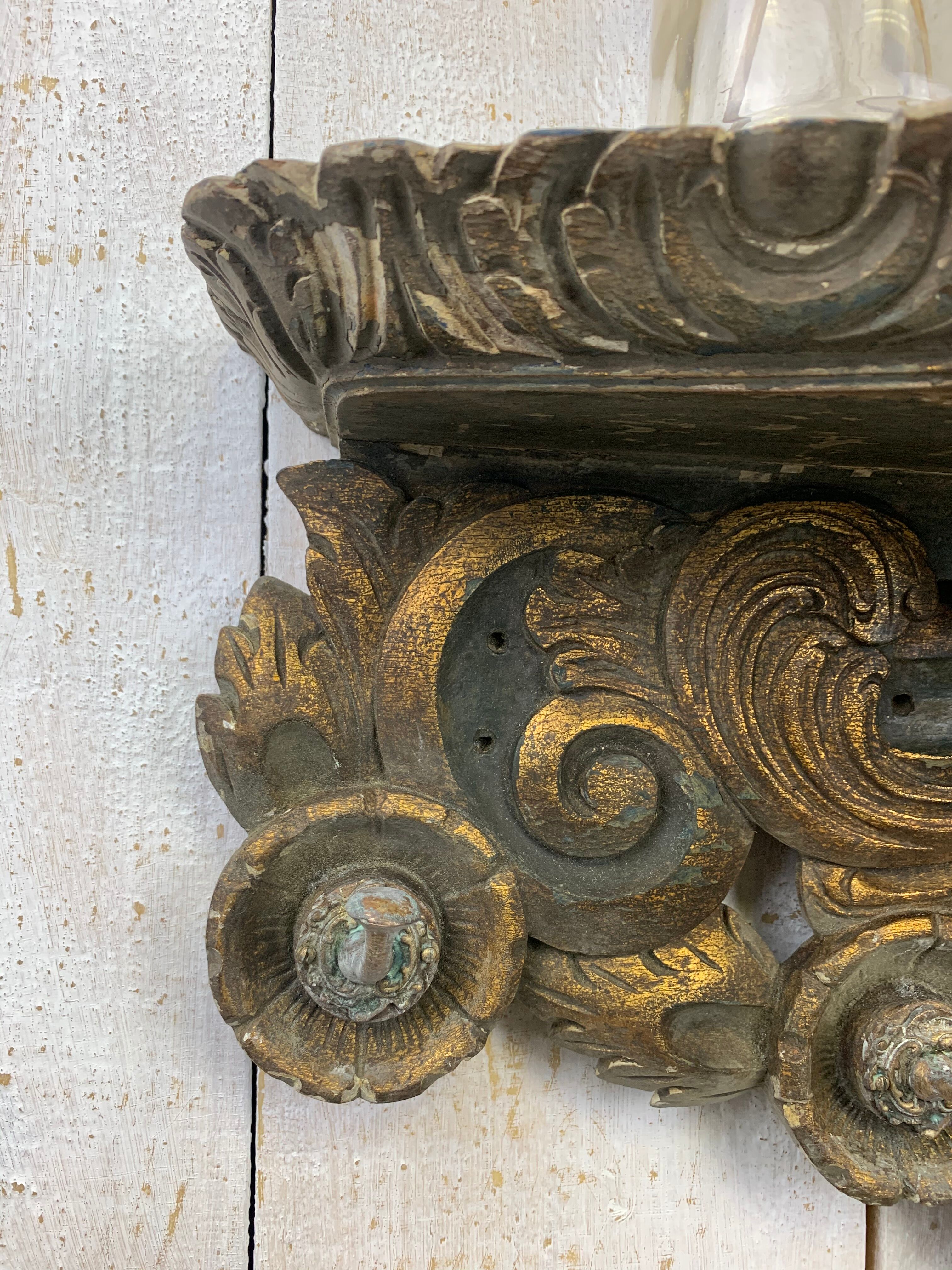 Old gilded wood coats holder