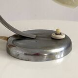 Art Deco chrome and beige opaline table lamp
