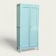 Vintage Parisian wardrobe in grey-blue green.