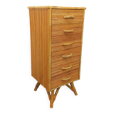 Vintage rattan chest of drawers from the 70s