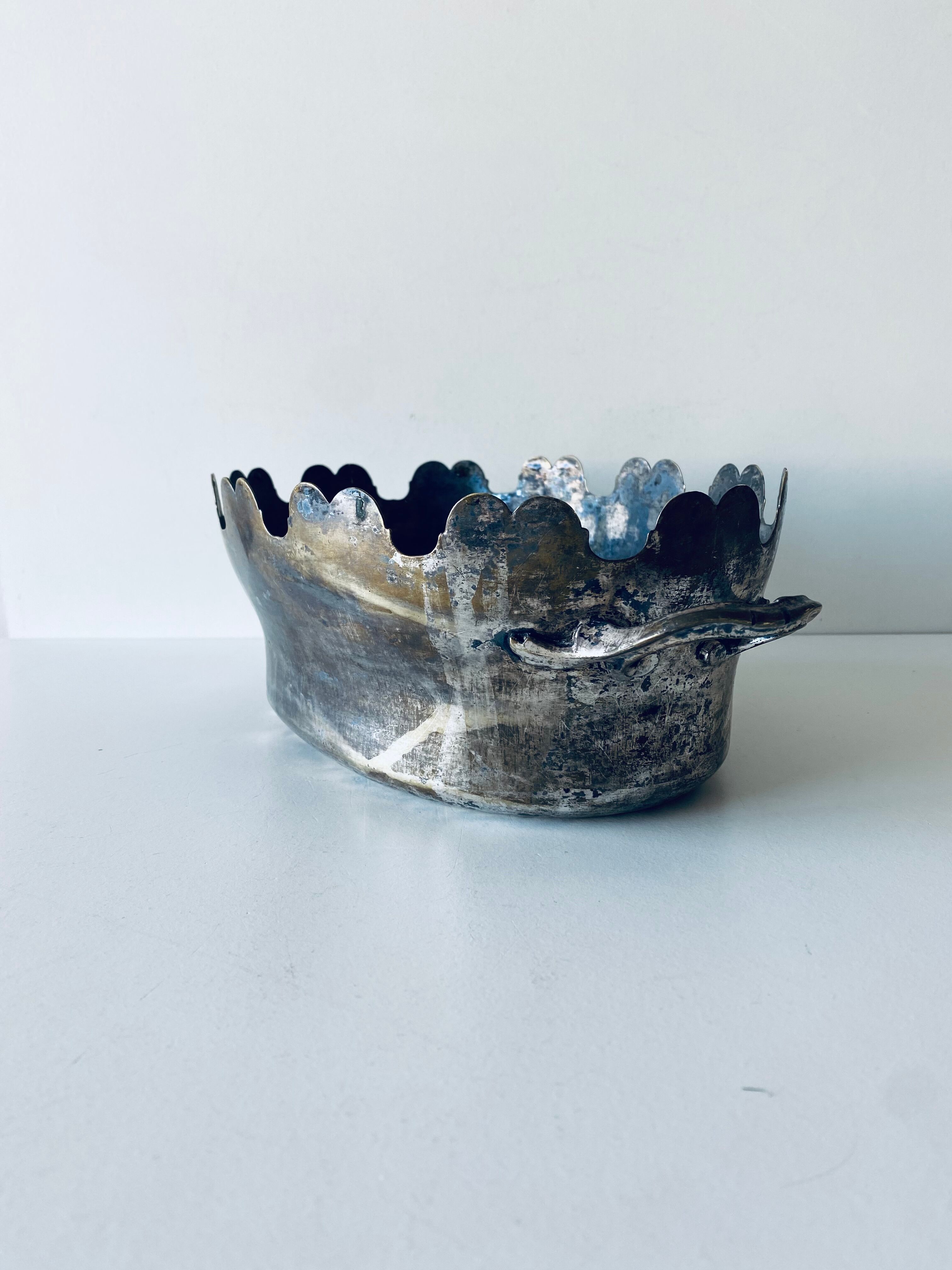 Silver metal flower pot or cover