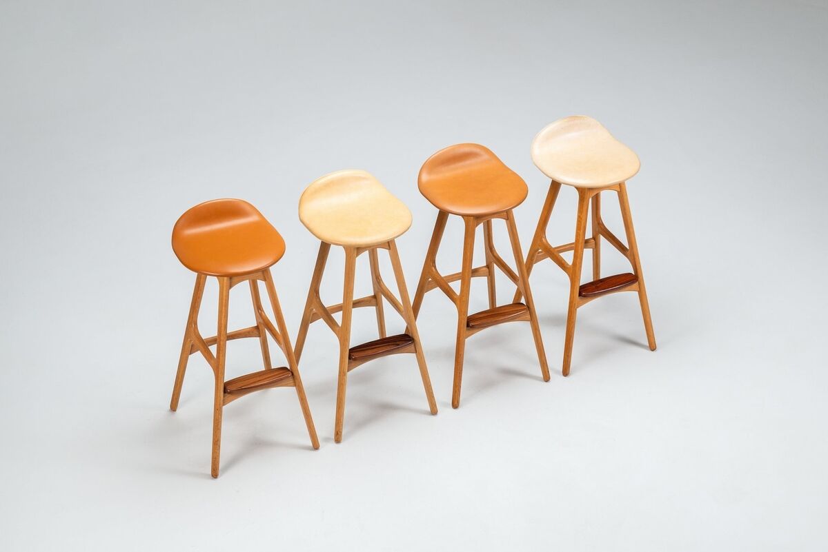 Erik Buch set of four “OD61” bar stools Oddense Mobler Denmark 1965