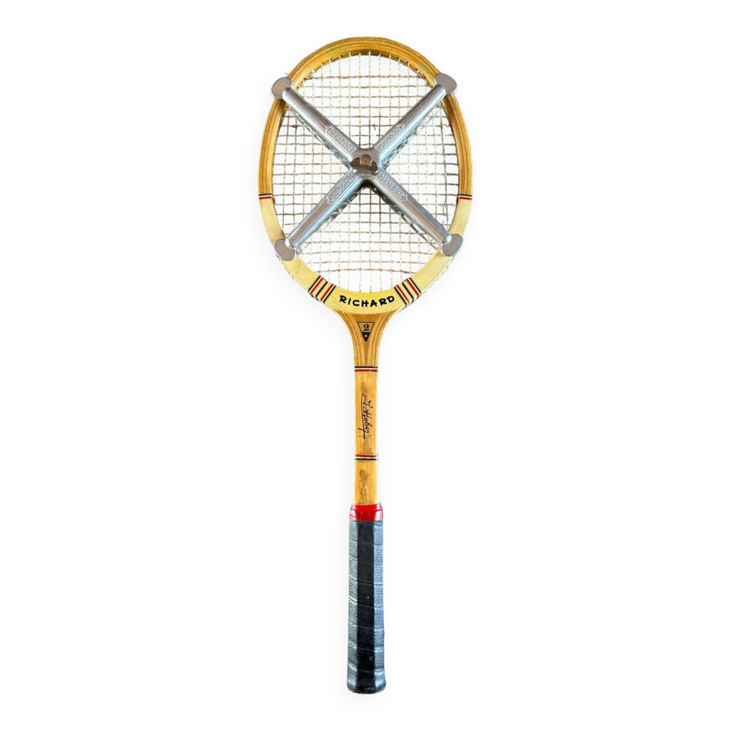 Raquette De Tennis Ancienne En Bois Signée Jean Lévy – Regy Sport Paris