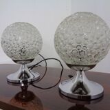 Glass Bubble Table Lamps, 1970s, Set of 2