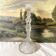 Tall molded glass candle holder with ram heads