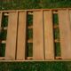 Bookseller's folding wooden shelf, vintage 1970s
