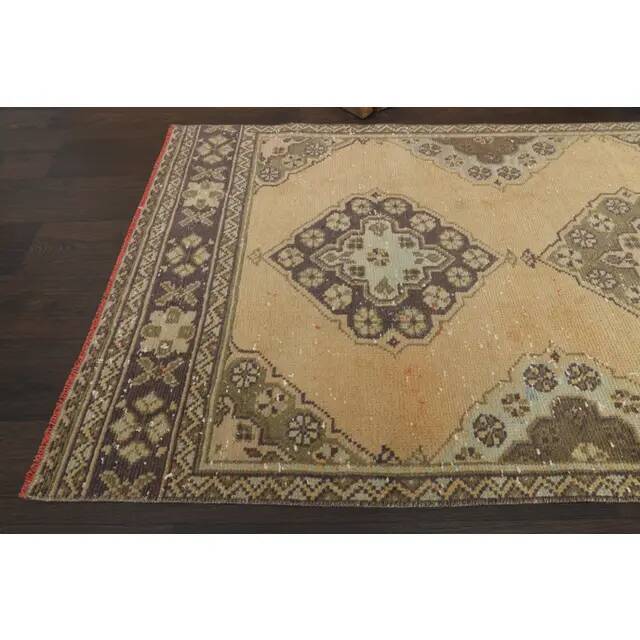 1970s Vintage Turkish Hand-Knotted Wool Cotton Orange Runner Rug 100x360