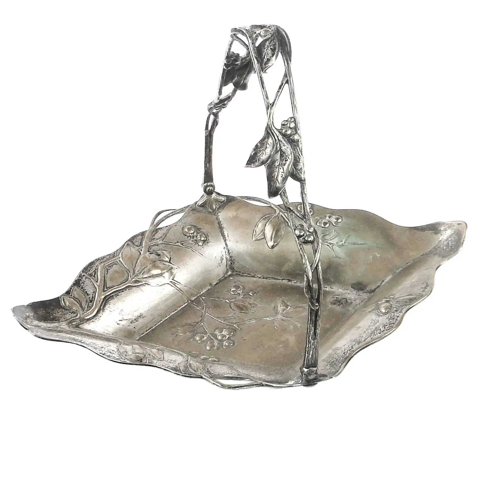 Art Nouveau basket, silver-plated brass, WMF, Germany, early 20th century