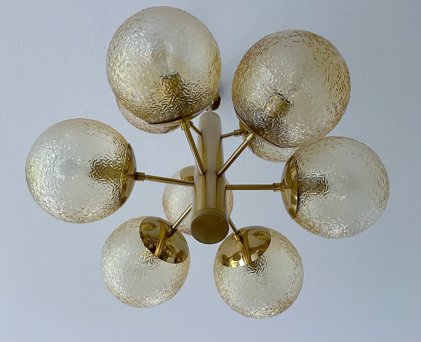 Grand lustre en verre de l'ère spatiale, années 1970