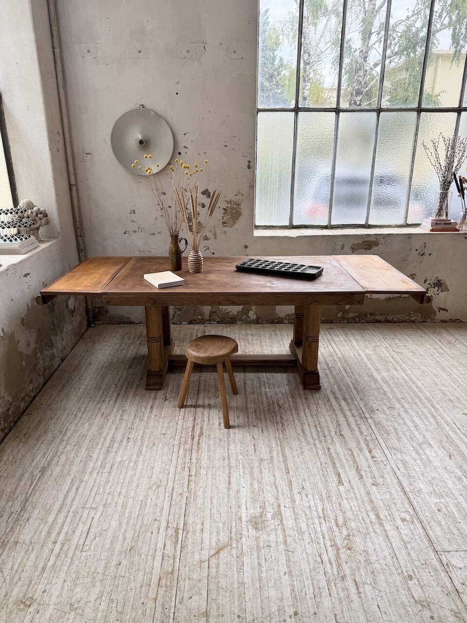 Table de repas chêne 1940 Dudouyt 240cm