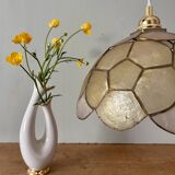 Vintage mother-of-pearl and brass lampshade pendant light