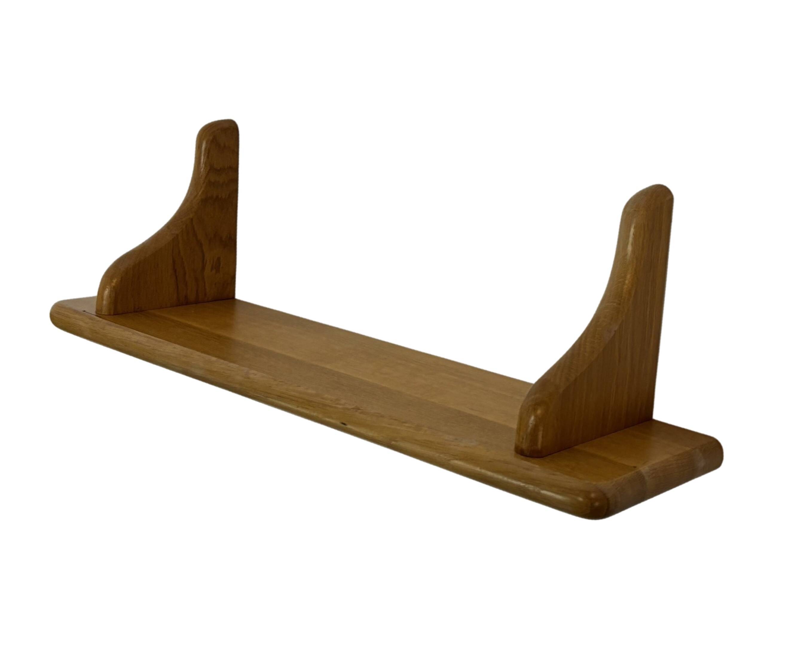 Vintage oak wall rack book shelf 1970s wood minimalist design