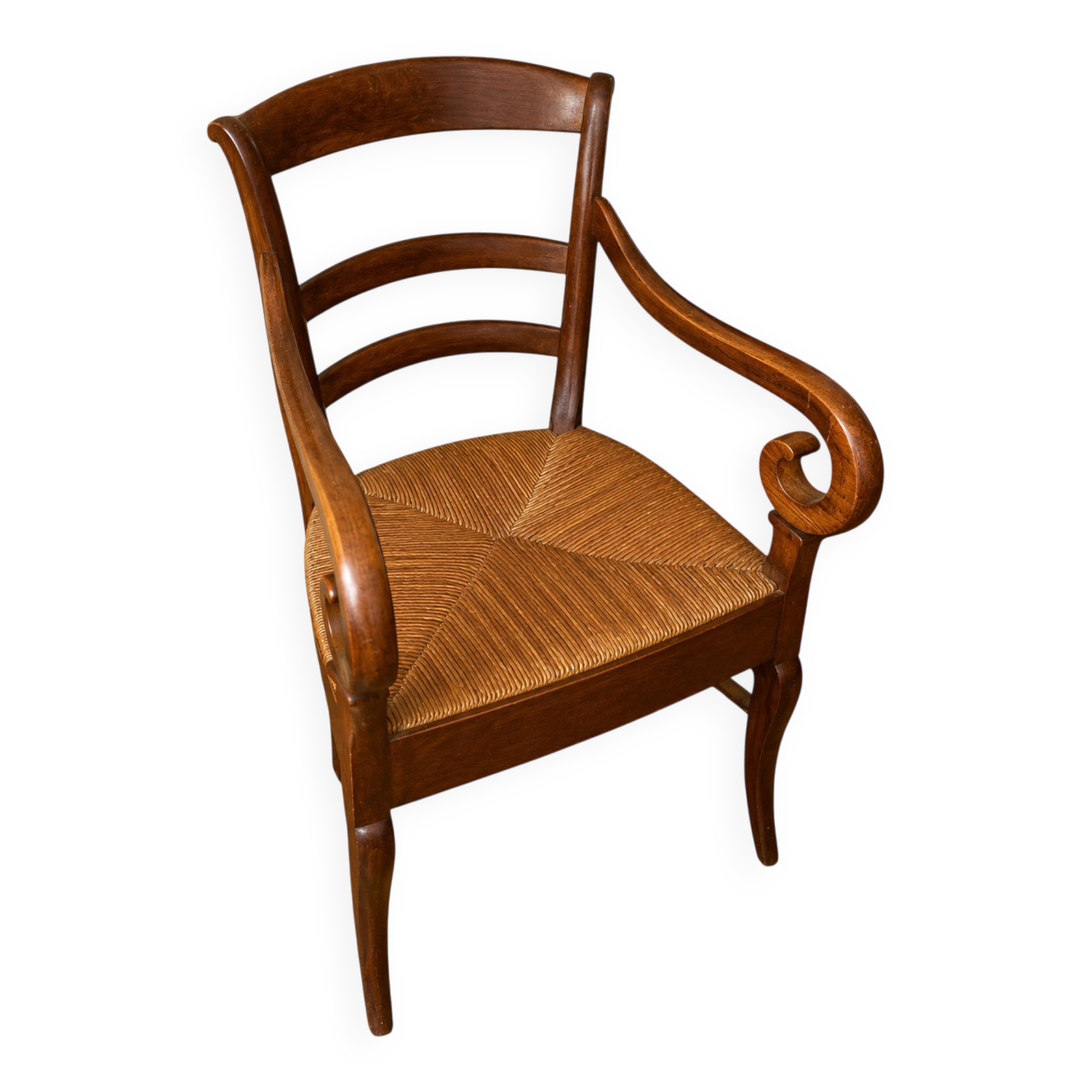 Empire armchair in solid walnut, early 19th century
