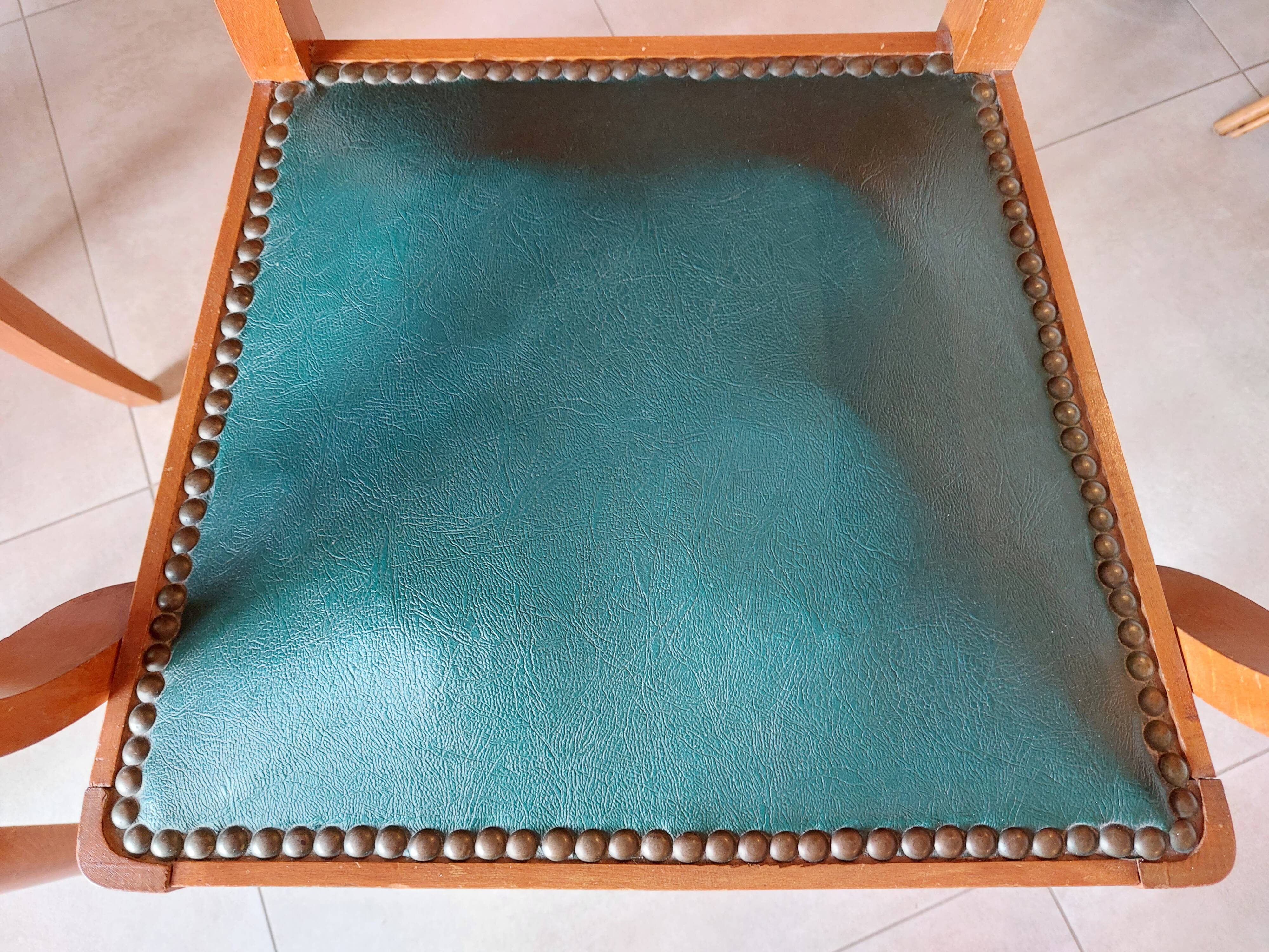 green leather bridge chairs