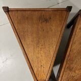 Brutalist triangular shaped oak coffee side tables 1970’s