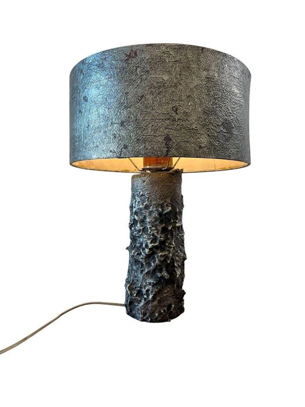Lampe de table métallique brutaliste vintage / lampadaire
